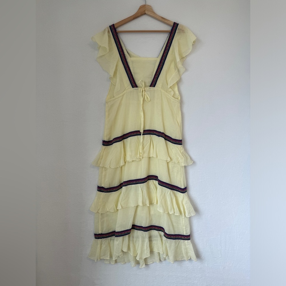 Pitusa womens off white sheer Sorbet eve tiered flowy cotton dress size petite - Picture 2 of 10